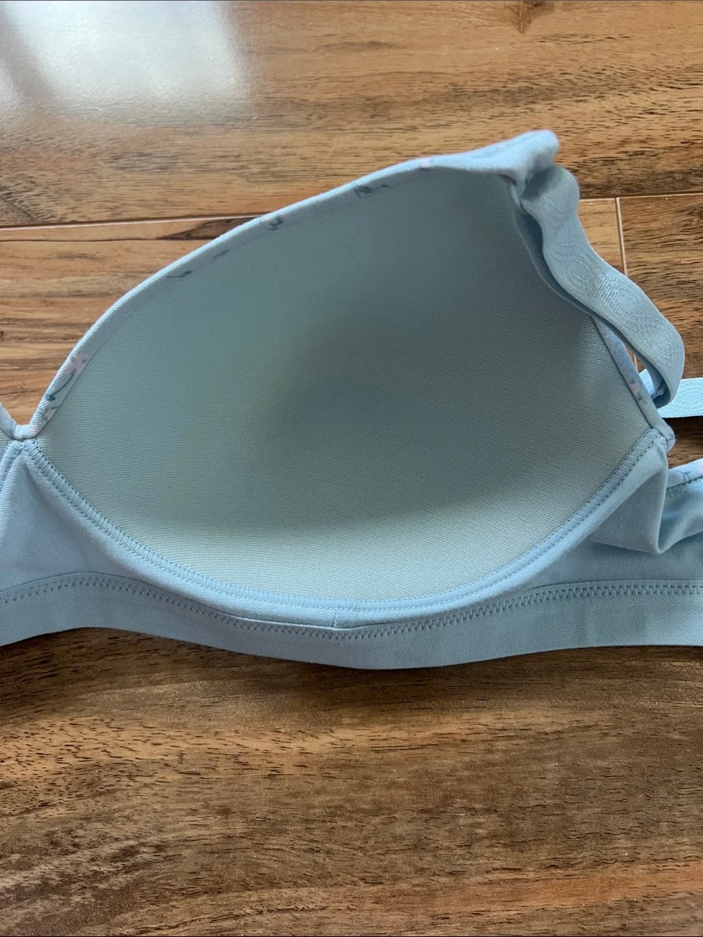 Warners Cloud 9 Bra 36B Blue Floral Wireless Cotton Super Soft Padded NWT